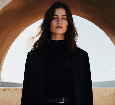 Empowering Silhouettes and Understated Elegance in Natural Architectural Backdrops