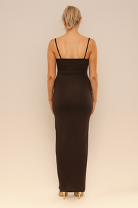 JERSEY CAMI MAXI DRESS | CHOCOLATE