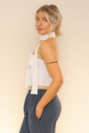 SCARF DETAIL LONG TOP | IVORY
