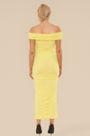 GOLD TRIM MESH CUT OUT DROPPED HEM MAXI DRESS | BUTTER YELLOW