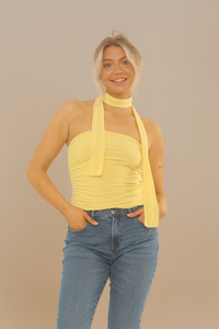 SCARF DETAIL LONG TOP | BUTTER YELLOW