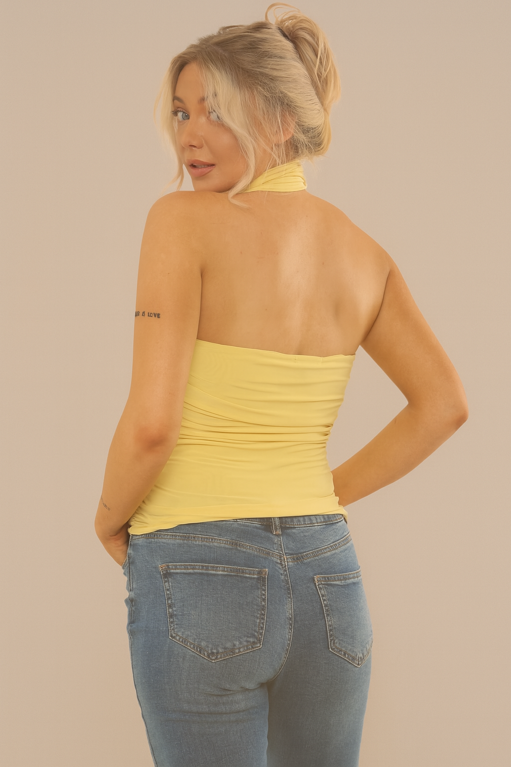 SCARF DETAIL LONG TOP | BUTTER YELLOW