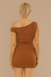 ONION SKIN ASYMMETRIC MINI DRESS | RUST