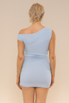 ONION SKIN ASYMMETRIC MINI DRESS | BABY BLUE