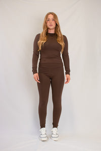 HIGH NECK TOP & LEGGING SET | CHOCOLATE