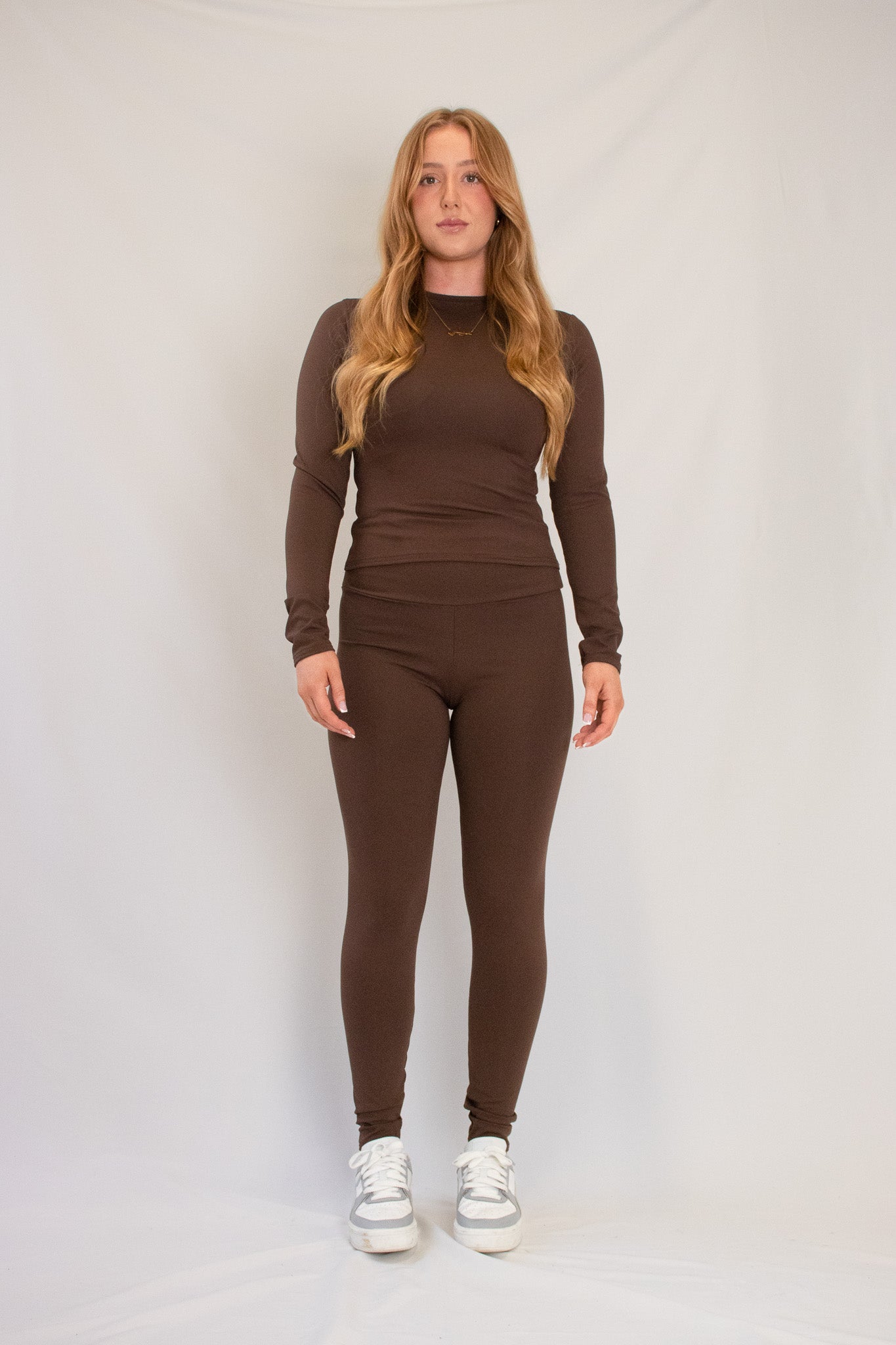 HIGH NECK TOP & LEGGING SET | CHOCOLATE