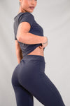 HIGH- WAISTED FLARE LEG & CROP TOP SET | NAVY
