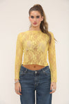 LACE LONG SLEEVE TOP | YELLOW