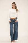LONG SLEEVE FITTED CROP | WHITE