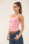 SCOOP NECK LONG LINE TOP | PINK