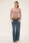 LACE LONG SLEEVE TOP | PINK