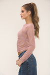 LACE LONG SLEEVE TOP | PINK