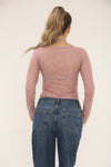 LACE LONG SLEEVE TOP | PINK