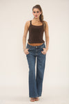 SCOOP NECK LONG LINE TOP | CHOCOLATE