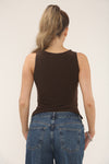 SCOOP NECK LONG LINE TOP | CHOCOLATE