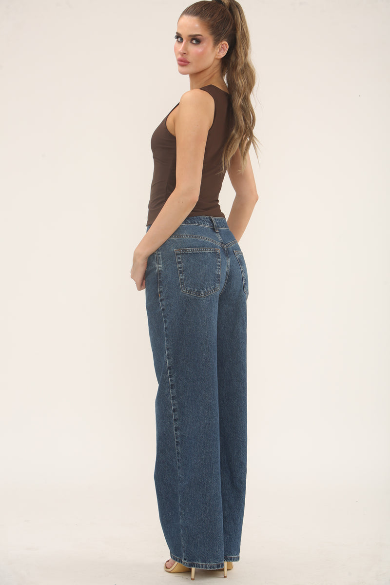 SCOOP NECK LONG LINE TOP | CHOCOLATE