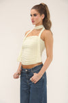 SCARF DETAIL LONG TOP | CREAM
