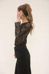 LACE LONG SLEEVE TOP | BLACK