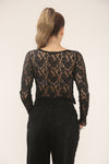 LACE LONG SLEEVE TOP | BLACK