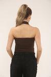 SCARF DETAIL LONG TOP | CHOCOLATE