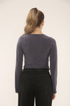 LONG SLEEVE FITTED CROP | GREY