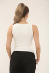 SCOOP NECK LONG LINE TOP | WHITE