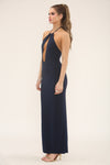 HALTERNECK PLUNGE CUT OUT MAXI | NAVY
