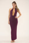 HALTERNECK PLUNGE CUT OUT MAXI | PURPLE