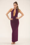 HALTERNECK PLUNGE CUT OUT MAXI | PURPLE