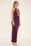 HALTERNECK PLUNGE CUT OUT MAXI | PURPLE