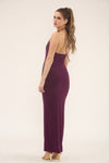 HALTERNECK PLUNGE CUT OUT MAXI | PURPLE