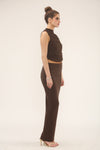 RUCHED TOP & MAXI SKIRT CO-ORD SET | CHOCOLATE