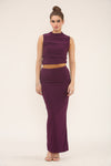 RUCHED TOP & MAXI SKIRT CO-ORD SET | PURPLE