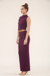 RUCHED TOP & MAXI SKIRT CO-ORD SET | PURPLE