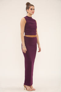 RUCHED TOP & MAXI SKIRT CO-ORD SET | PURPLE