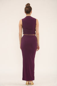 RUCHED TOP & MAXI SKIRT CO-ORD SET | PURPLE