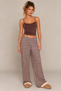CAMI TOP & WIDE LEG PJ SET | CHOCOLATE STRIPES