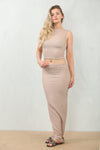 TEXTURED SLEEVELESS CO-RD SET | BEIGE