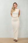 TEXTURED SLEEVELESS CO-RD SET | IVORY