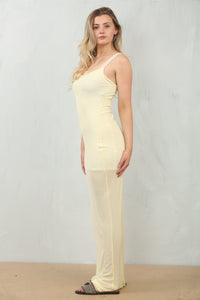 BURNOUT MESH MAXI DRESS | BUTTER YELLOW
