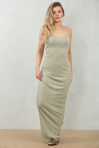 BURNOUT MESH MAXI DRESS | SAGE