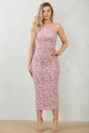 BURNTOUT MESH MIDI DRESS | BABY PINK