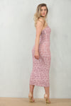 BURNTOUT MESH MIDI DRESS | BABY PINK