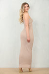 POPCORN TEXTURED ONE SHOULDER MAXI DRESS | BEIGE