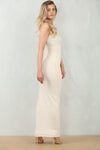 POPCORN TEXTURED ONE SHOULDER MAXI DRESS | CREAM