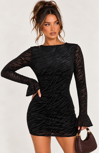 LONG SLEEVE DEVORE MINI  | BLACK