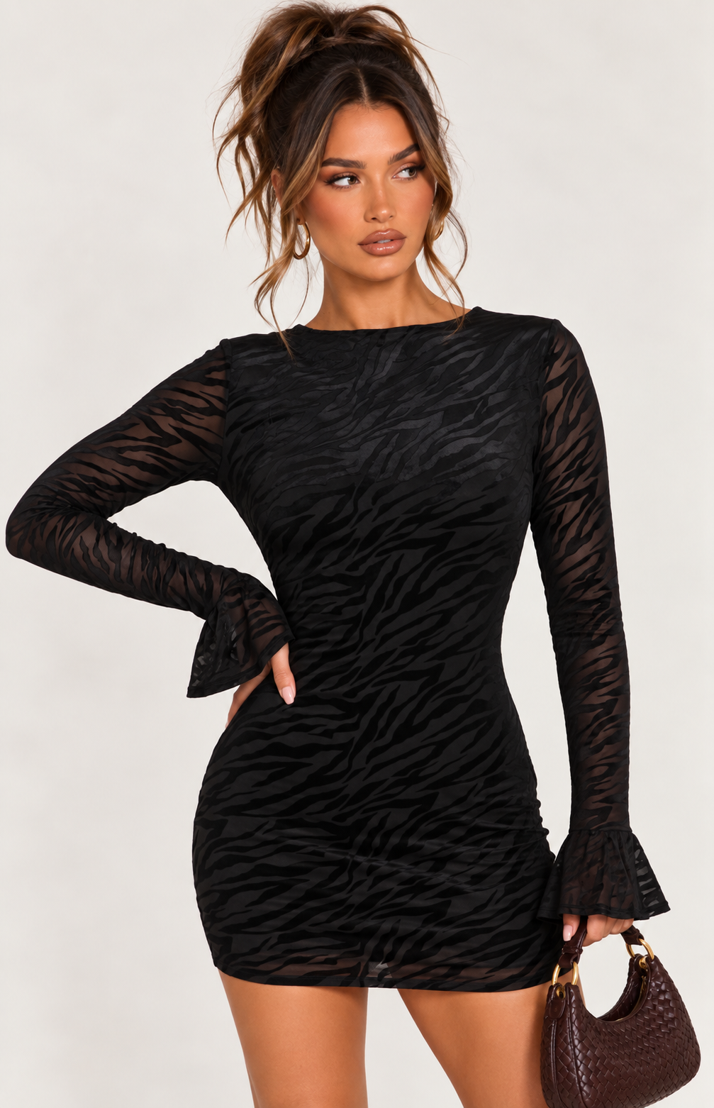 LONG SLEEVE DEVORE MINI  | BLACK